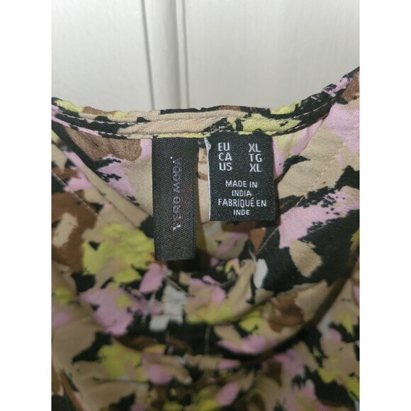Floral Camo Print Spaghetti Strap Cami Top Drawstring Hem Summer Blouse XL - Picture 3 of 3